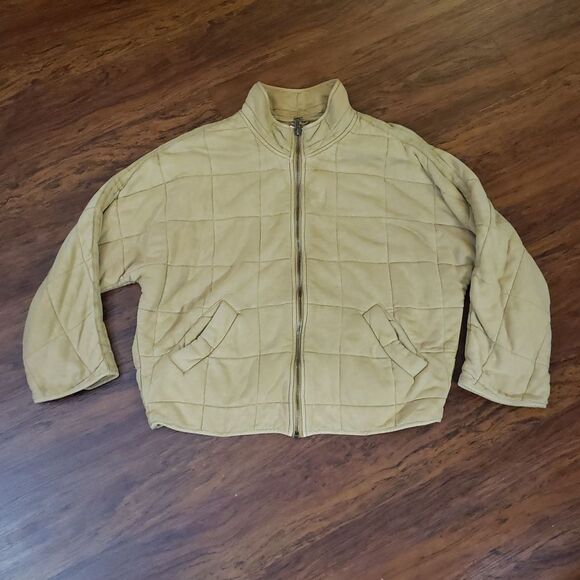 Free People Tan Quilted Dolman Jacket Size Medium - Picture 2 of 10